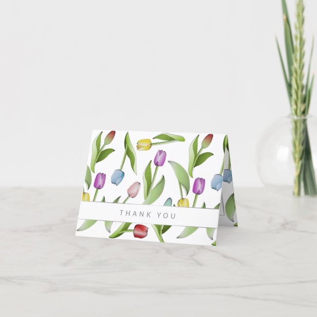 Elegant Modern Colorful Tulip Thank You Card