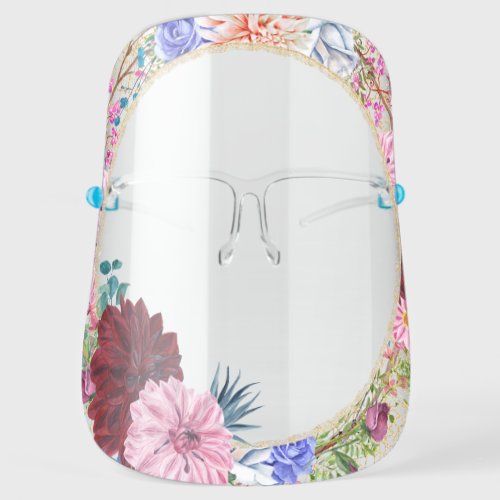 Elegant Modern Colorful Watercolor Floral Face Shield