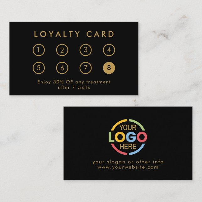 Elegant Modern Company Business Logo Black & Gold Loyalty Card (Front/Back)