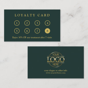 Elegant Modern Company Business Logo Green & Gold Loyalty Card