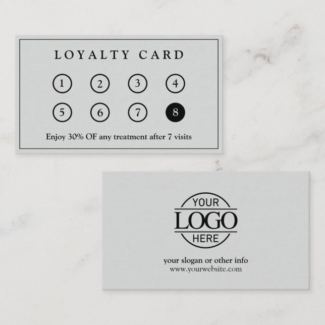 Elegant Modern Company Business Logo Light Gray Loyalty Card (Front/Back)