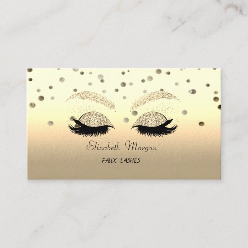 Elegant Modern ConfettiGold Glittery Faux Lashes Business Card