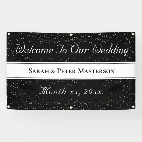 Elegant Modern Confetti Gold Wedding Banner