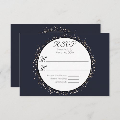 Elegant Modern Confetti Gold Wedding RSVP Card