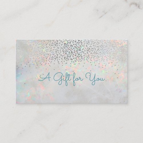 Elegant Modern Confetti Opal Holographic Discount Card