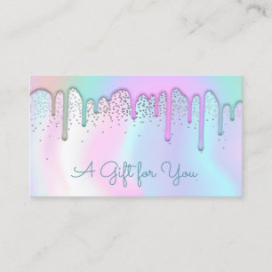 Elegant Modern Confetti Rainbow Drips Holographic Discount Card