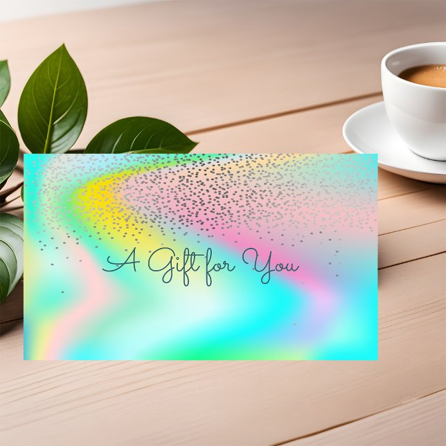 Elegant Modern Confetti Rainbow Holographic Discount Card (Creator Uploaded)