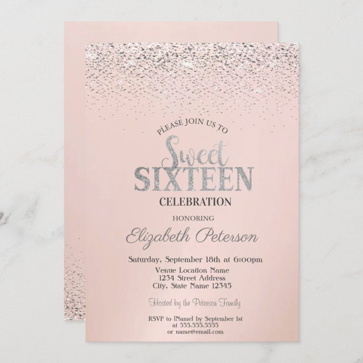 Elegant Modern Confetti Sweet 16 Invitation | Zazzle