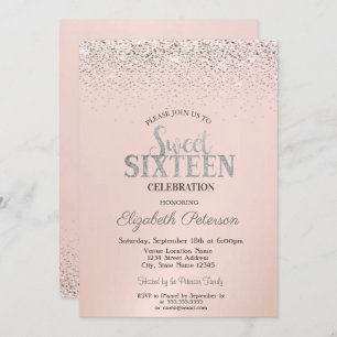Elegant Modern Confetti Sweet 16 Invitation