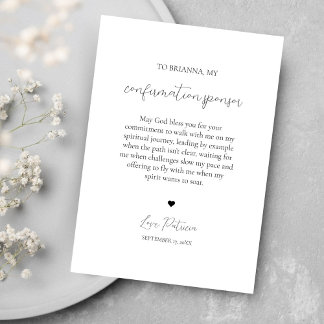 Elegant Modern Confirmation Sponsor Thank You Card