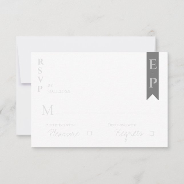Elegant Modern Contemporary Minimalist Wedding  RSVP Card (Front)