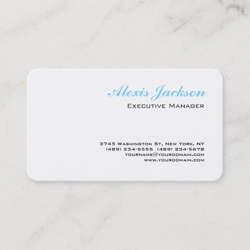 Elegant Modern Contemporary Style Black White Blue Business Card