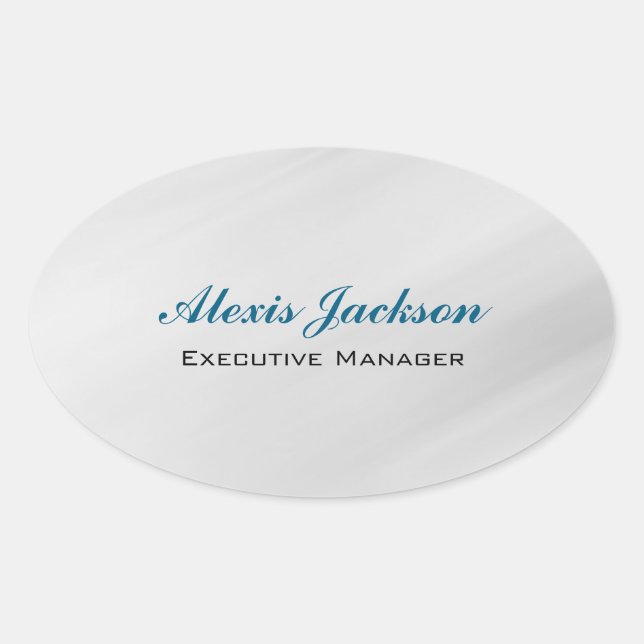 Elegant Modern Contemporary Style Grey Background Oval Sticker (Front)