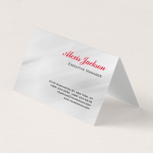 Elegant Modern Contemporary Style Grey Red Business Card