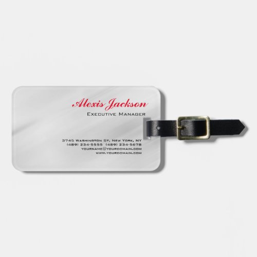 Elegant Modern Contemporary Style Grey Red Luggage Tag