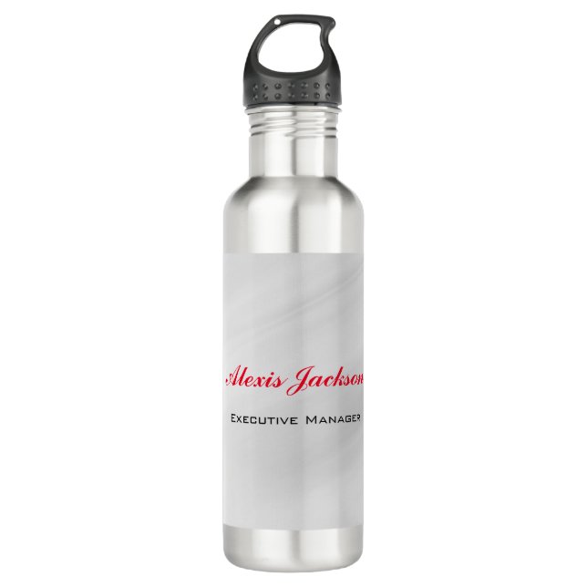 Elegant Modern Contemporary Style Grey Red Stainless Steel Water Bottle (Front)