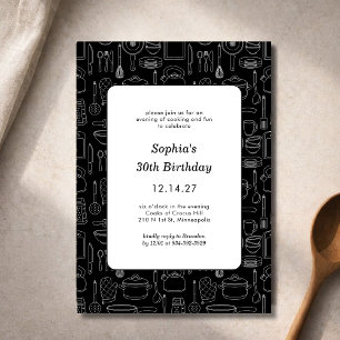 Elegant Modern Cooking Party Chef Birthday Party Invitation