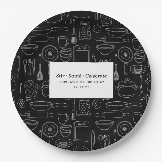 Elegant Modern Cooking Party Chef Birthday Party Paper Plates (Front)