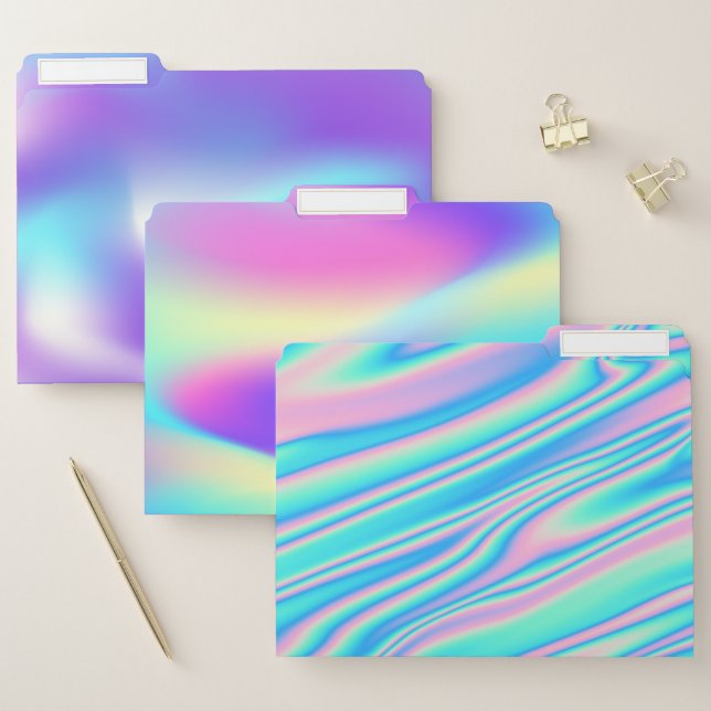 Elegant Modern Cool Ombre Holographic File Folder (Set)