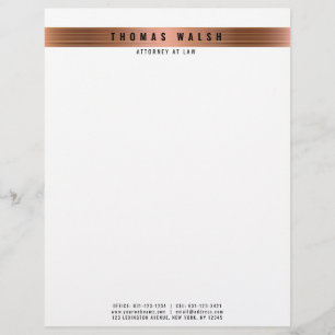 Elegant Modern Copper and Gold lines Letterhead