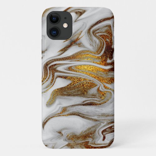 Elegant modern copper gold and white marble look iPhone 11 case