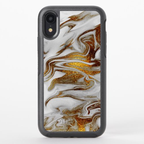 Elegant modern copper gold and white marble look OtterBox symmetry iPhone XR case