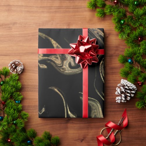 Elegant modern copper gold black marble look wrapping paper