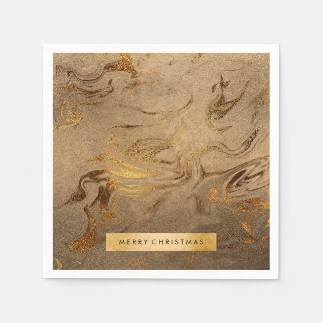 Elegant modern copper gold marble look napkins (Front)