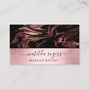 Elegant modern copper rose gold black marble business card