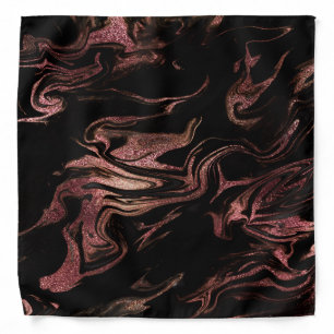 Elegant modern copper rose gold black marble look bandana