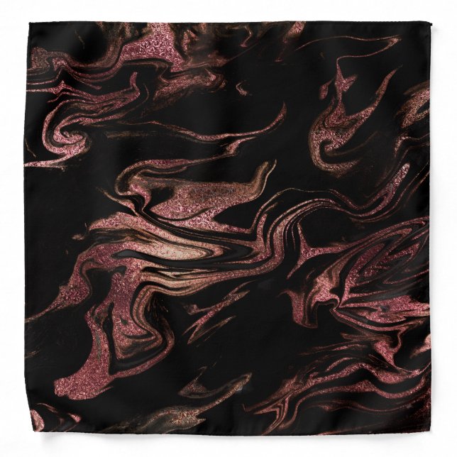 Elegant modern copper rose gold black marble look bandana (Front)