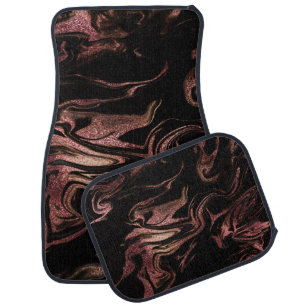 Elegant modern copper rose gold black marble look car floor mat