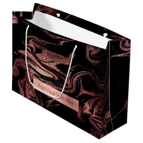 Elegant modern copper rose gold black marble look large gift bag