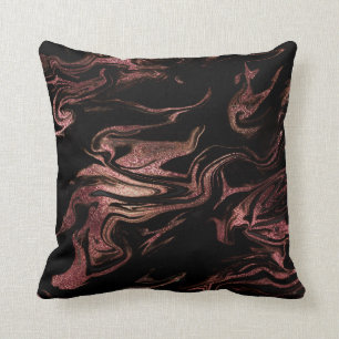 Elegant modern copper rose gold black marble look throw pillow