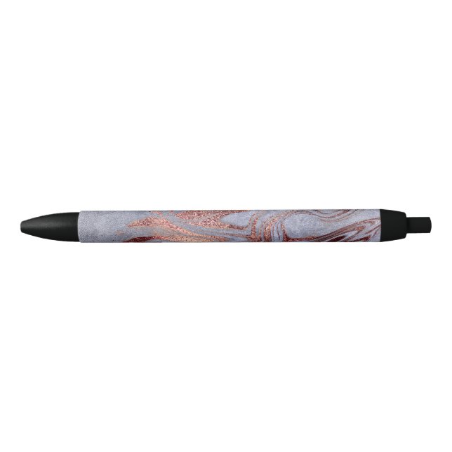 Elegant modern copper rose gold blue marble pen (Front)