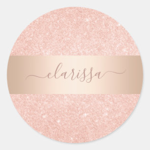 Elegant modern copper rose gold glitter classic round sticker