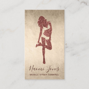Elegant modern copper rose gold glitter spray tans business card