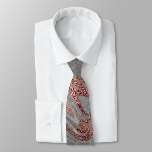 Elegant modern copper rose gold gray marble look neck tie