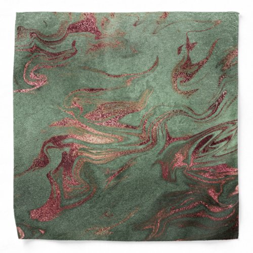 Elegant modern copper rose gold green marble look bandana