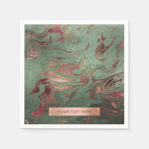 Elegant modern copper rose gold green marble look napkins