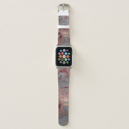 Elegant modern copper rose gold grey marble look apple watch band