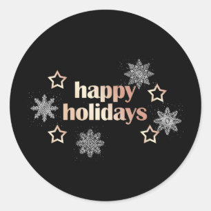 Elegant modern copper rose gold Happy Holidays Classic Round Sticker