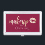 Elegant modern copper rose gold lips and makeup business card case<br><div class="desc">Stylish makeup design featuring faux copper rose gold makeup text and lips.</div>