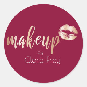 Elegant modern copper rose gold lips and makeup classic round sticker