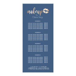 Elegant modern copper rose gold lips and makeup rack card