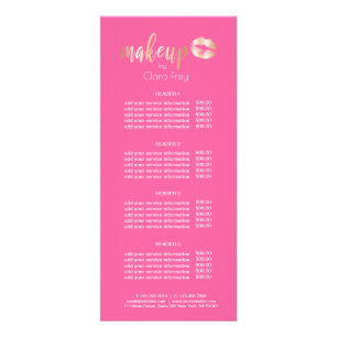 Elegant modern copper rose gold lips and makeup rack card