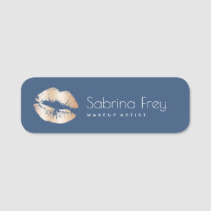Elegant modern copper rose gold lips makeup artist name tag