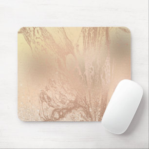 Elegant modern copper rose gold marble glitter mouse pad