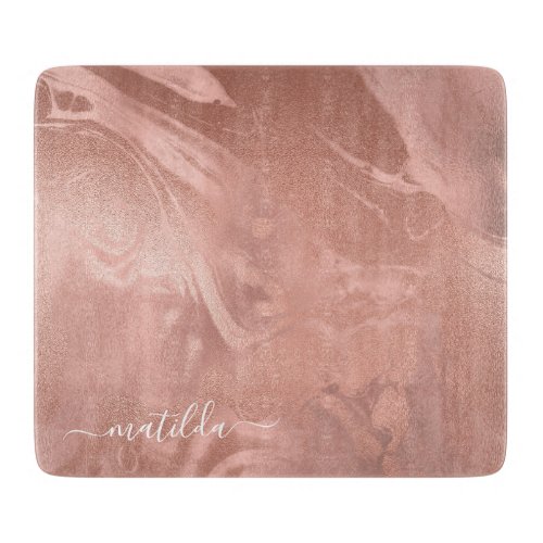 Elegant modern copper rose gold marble look cutting board