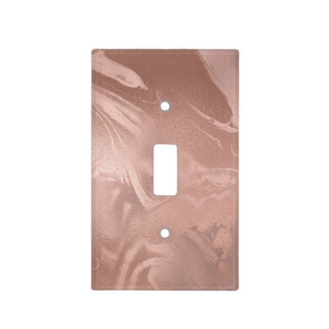 Elegant modern copper rose gold marble look light switch cover (Front)